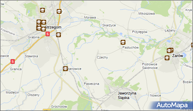 mapa Czechy gmina Jaworzyna Śląska, Czechy gmina Jaworzyna Śląska na mapie Targeo