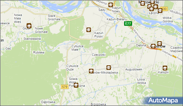 mapa Czeczotki, Czeczotki na mapie Targeo