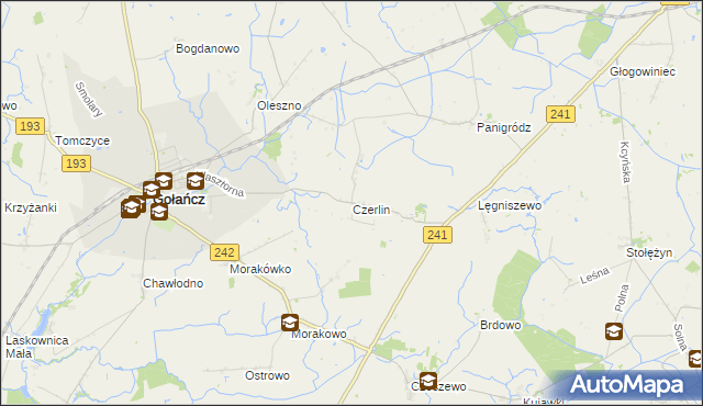 mapa Czerlin gmina Gołańcz, Czerlin gmina Gołańcz na mapie Targeo