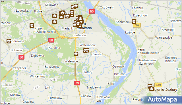 mapa Czersk gmina Góra Kalwaria, Czersk gmina Góra Kalwaria na mapie Targeo