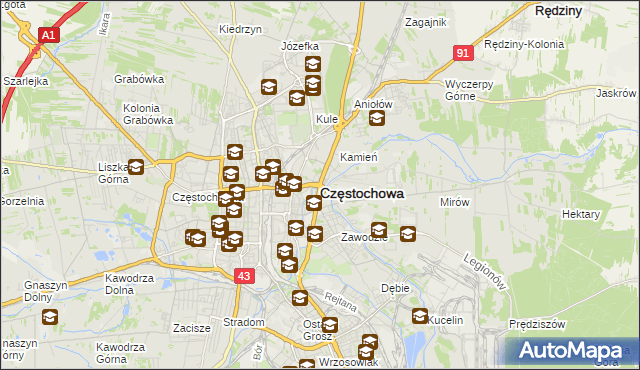 mapa Częstochowy, Częstochowa na mapie Targeo