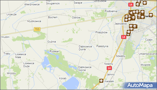 mapa Dąbkowice Dolne, Dąbkowice Dolne na mapie Targeo