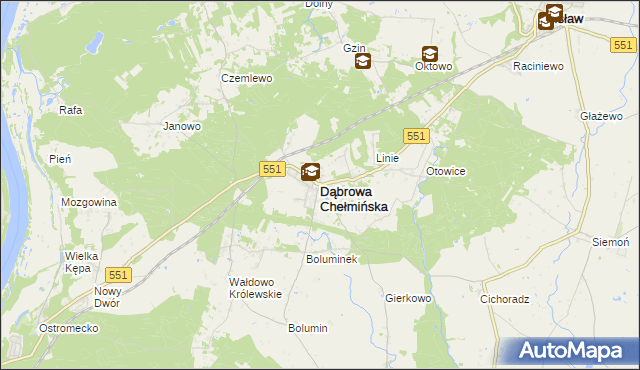 mapa Dąbrowa Chełmińska, Dąbrowa Chełmińska na mapie Targeo