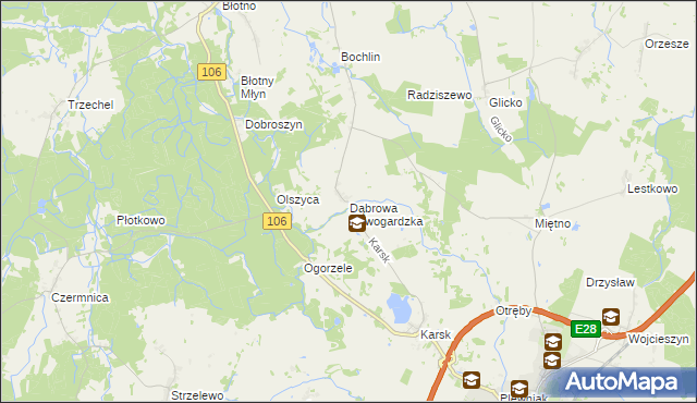 mapa Dąbrowa Nowogardzka, Dąbrowa Nowogardzka na mapie Targeo