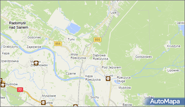 mapa Dąbrowa Rzeczycka, Dąbrowa Rzeczycka na mapie Targeo