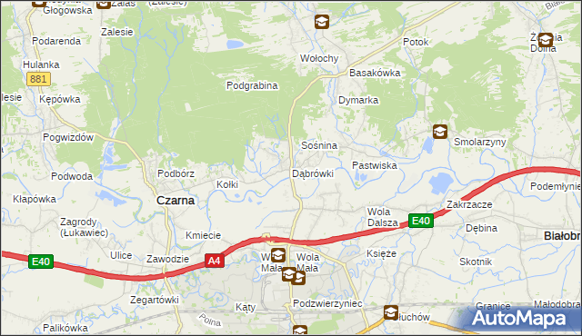 mapa Dąbrówki gmina Czarna, Dąbrówki gmina Czarna na mapie Targeo