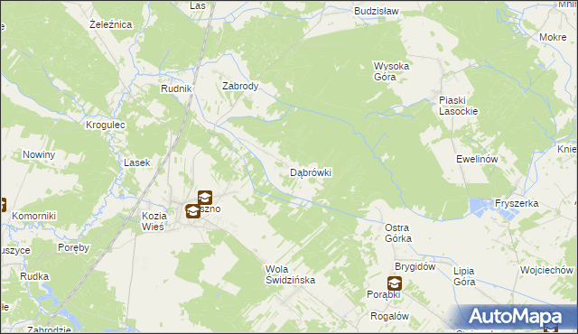 mapa Dąbrówki gmina Krasocin, Dąbrówki gmina Krasocin na mapie Targeo