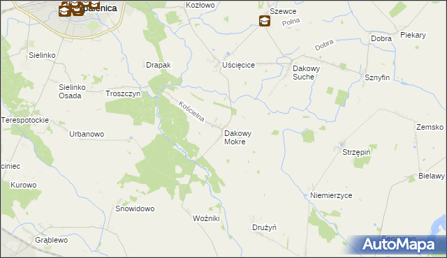mapa Dakowy Mokre, Dakowy Mokre na mapie Targeo