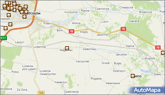 mapa Dalechowy, Dalechowy na mapie Targeo