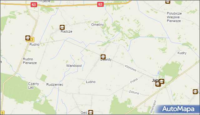 mapa Dawidy gmina Jabłoń, Dawidy gmina Jabłoń na mapie Targeo