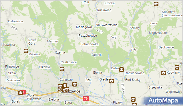 mapa Dębnik gmina Krzeszowice, Dębnik gmina Krzeszowice na mapie Targeo
