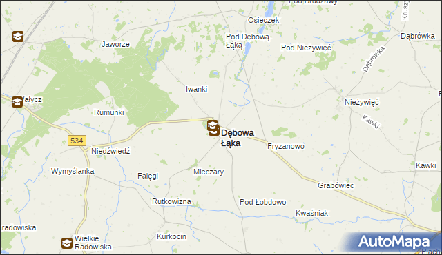 mapa Dębowa Łąka, Dębowa Łąka na mapie Targeo