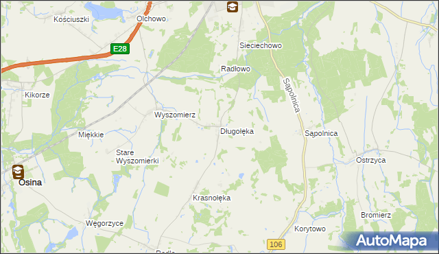 mapa Długołęka gmina Nowogard, Długołęka gmina Nowogard na mapie Targeo