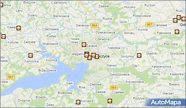 mapa Dobczyce, Dobczyce na mapie Targeo