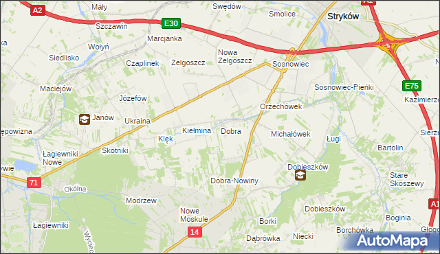 mapa Dobra gmina Stryków, Dobra gmina Stryków na mapie Targeo