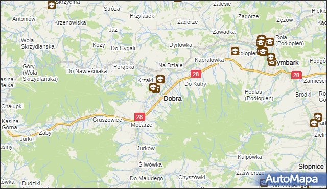 mapa Dobra powiat limanowski, Dobra powiat limanowski na mapie Targeo