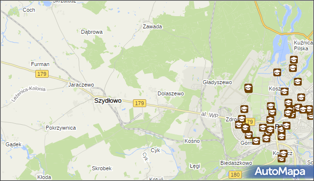 mapa Dolaszewo, Dolaszewo na mapie Targeo