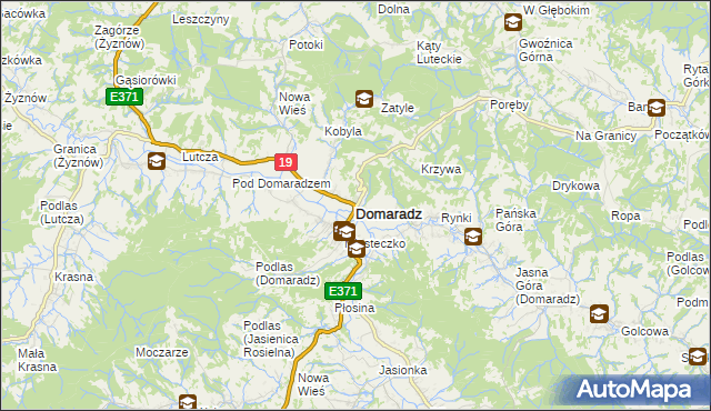 mapa Domaradz powiat brzozowski, Domaradz powiat brzozowski na mapie Targeo