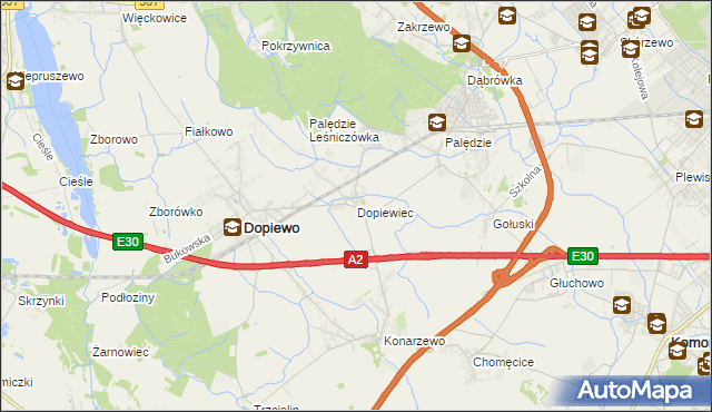 mapa Dopiewiec, Dopiewiec na mapie Targeo