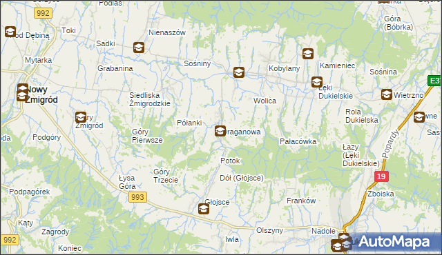 mapa Draganowa, Draganowa na mapie Targeo