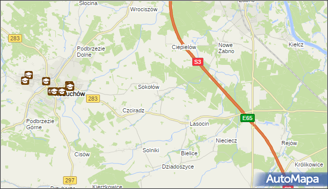 mapa Drwalewice gmina Kożuchów, Drwalewice gmina Kożuchów na mapie Targeo