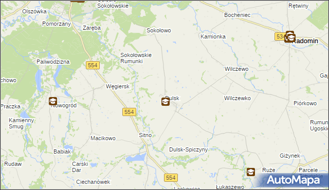 mapa Dulsk gmina Radomin, Dulsk gmina Radomin na mapie Targeo