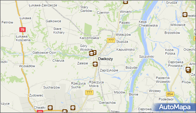 mapa Dwikozy, Dwikozy na mapie Targeo