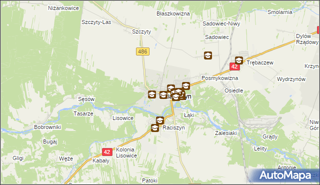 mapa Działoszyn powiat pajęczański, Działoszyn powiat pajęczański na mapie Targeo