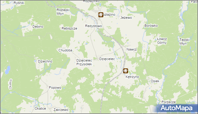 mapa Dzięcielec, Dzięcielec na mapie Targeo