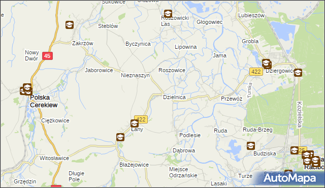 mapa Dzielnica gmina Cisek, Dzielnica gmina Cisek na mapie Targeo