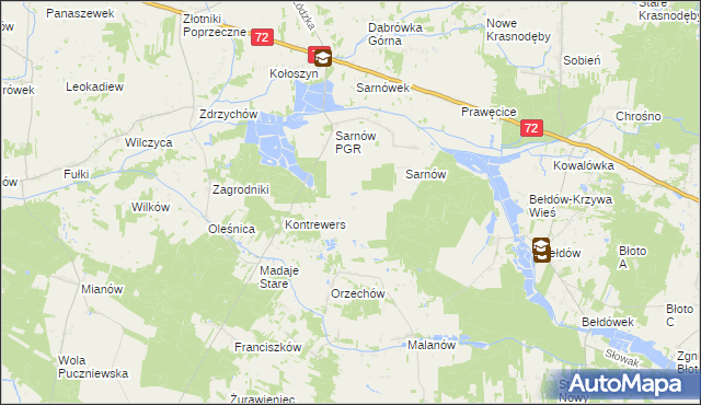 mapa Dzierżanów gmina Dalików, Dzierżanów gmina Dalików na mapie Targeo