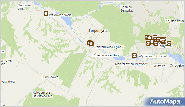 mapa Dzierzkowice-Góry, Dzierzkowice-Góry na mapie Targeo