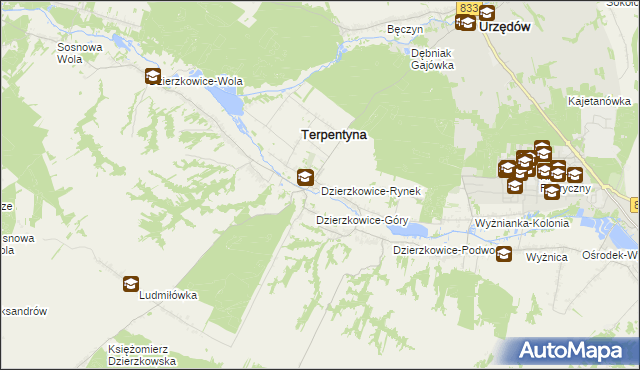 mapa Dzierzkowice-Rynek, Dzierzkowice-Rynek na mapie Targeo