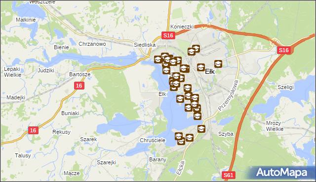 mapa Ełk powiat ełcki, Ełk powiat ełcki na mapie Targeo