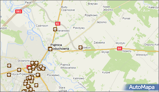 mapa Elżbiecin gmina Piątnica, Elżbiecin gmina Piątnica na mapie Targeo