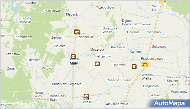 mapa Felicjanów gmina Osiek Mały, Felicjanów gmina Osiek Mały na mapie Targeo