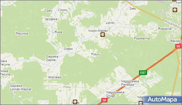 mapa Fidury, Fidury na mapie Targeo