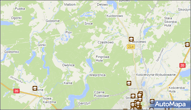 mapa Fingrowa Huta, Fingrowa Huta na mapie Targeo