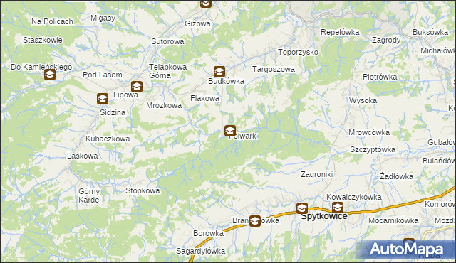 mapa Folwark gmina Jordanów, Folwark gmina Jordanów na mapie Targeo