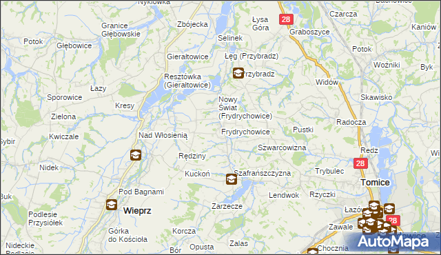 mapa Frydrychowice, Frydrychowice na mapie Targeo