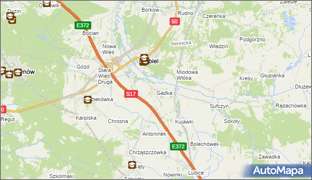 mapa Gadka gmina Kołbiel, Gadka gmina Kołbiel na mapie Targeo