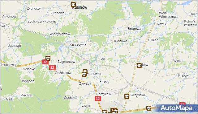 mapa Gaj gmina Przysucha, Gaj gmina Przysucha na mapie Targeo