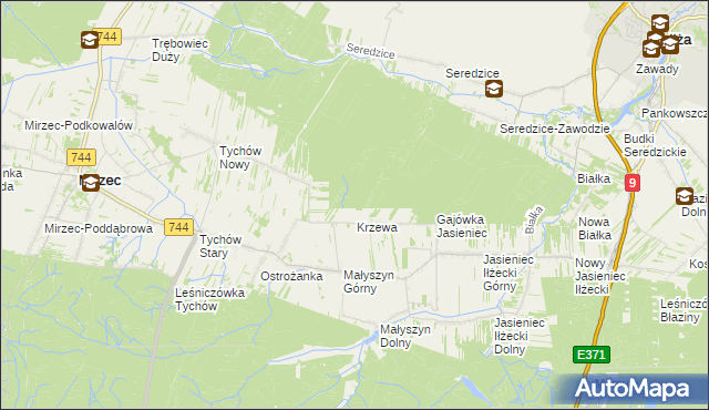 mapa Gajówka Krzewa, Gajówka Krzewa na mapie Targeo