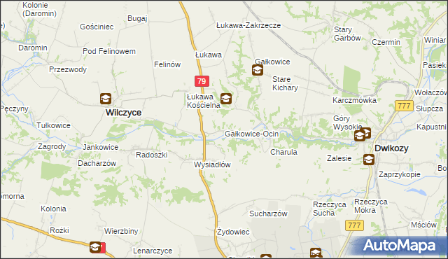 mapa Gałkowice-Ocin, Gałkowice-Ocin na mapie Targeo