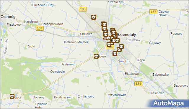 mapa Gałowo gmina Szamotuły, Gałowo gmina Szamotuły na mapie Targeo