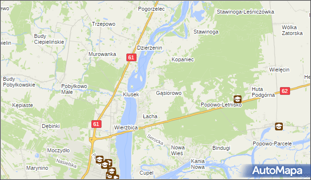 mapa Gąsiorowo gmina Serock, Gąsiorowo gmina Serock na mapie Targeo