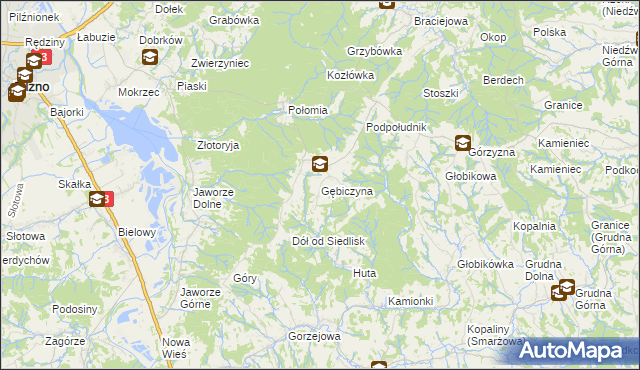 mapa Gębiczyna, Gębiczyna na mapie Targeo