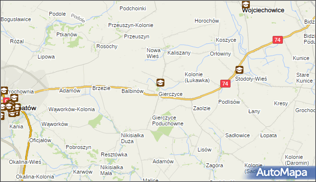 mapa Gierczyce gmina Wojciechowice, Gierczyce gmina Wojciechowice na mapie Targeo