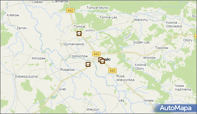 mapa Gizałki, Gizałki na mapie Targeo