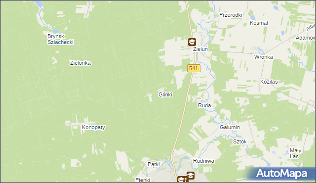 mapa Glinki gmina Lidzbark, Glinki gmina Lidzbark na mapie Targeo